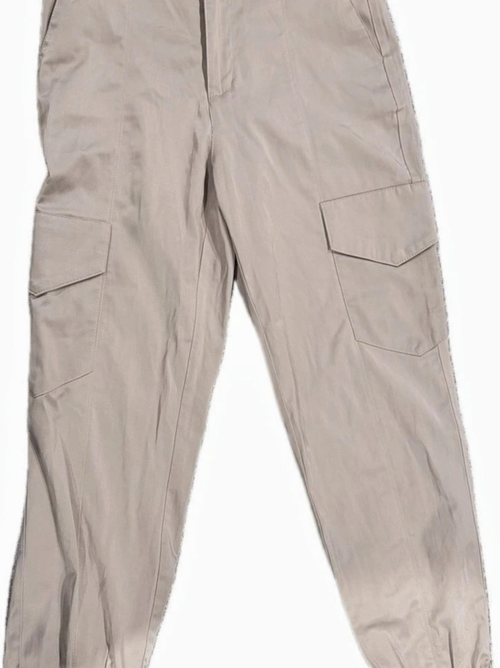 Zara Satiny Multi-Pocket Cargo Pants in Beige XS